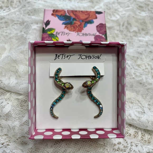 Betsey Johnson Pave Crystal Snake Earrings - Picture 4 of 7